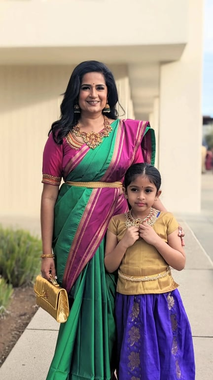 Traditional Indian Mother-Daughter Duo