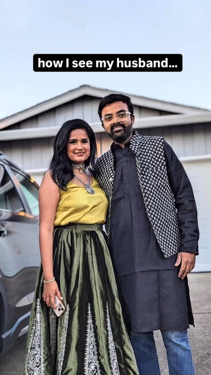 South Asian Couple's Semi-Formal Attire
