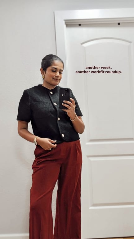 Professional Tweed and Wide-Legged Trousers
