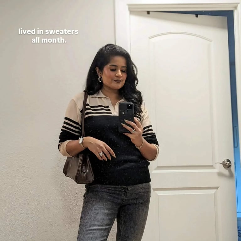 Casual Striped Sweater Look